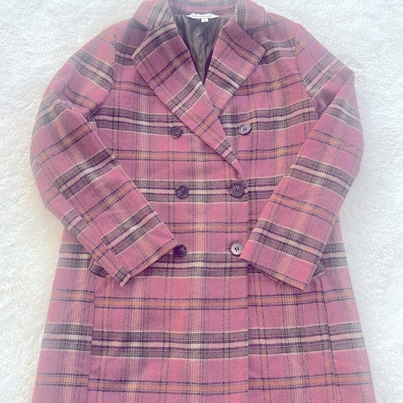 Davi & Dani Sz Small Pink Houndstooth Plaid Double Breasted Button Coat Jacket - Picture 10 of 16